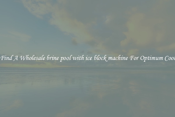Find A Wholesale brine pool with ice block machine For Optimum Cool