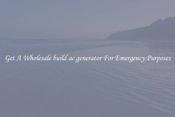 Get A Wholesale build ac generator For Emergency Purposes