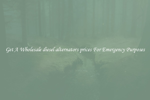 Get A Wholesale diesel alternators prices For Emergency Purposes